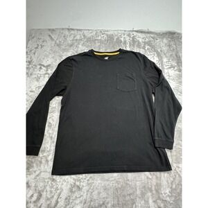 CAT Caterpillar T-Shirt Men‎ Size XL Black Long Sleeve Crew Neck 100% Cotton EUC
